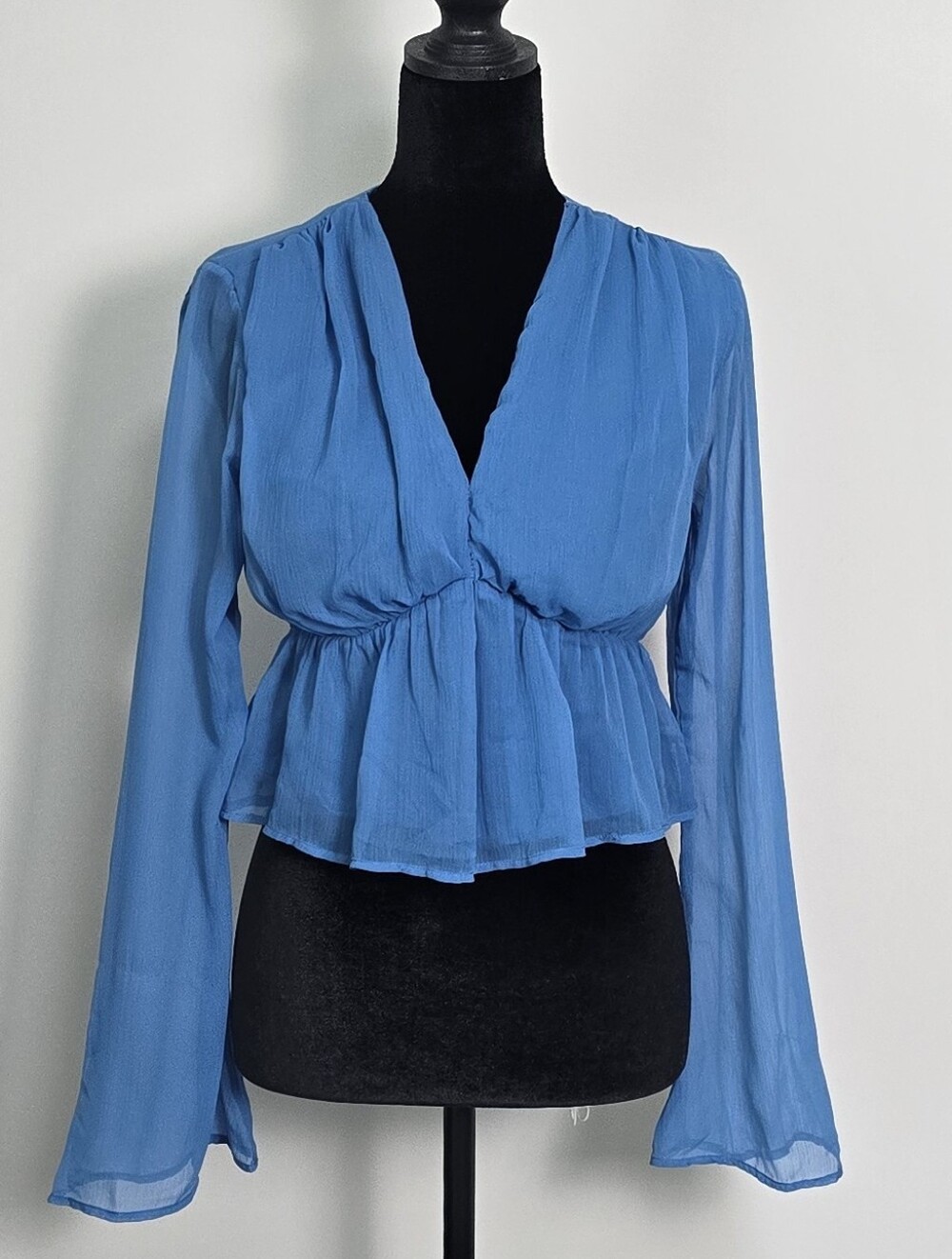 Abercrombie & Fitch Sky Blue V-Neck Peplum Blouse